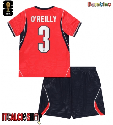 Inghilterra Nico O'Reilly #3 Seconda Maglia Bambino Mondiali 2026 Manica Corta (+ Pantaloni corti)